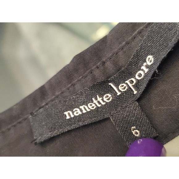 Nanette Lepore Women Black Solid Collared Sleeveless Casual Knee Length Dress 6 - Picture 7 of 9